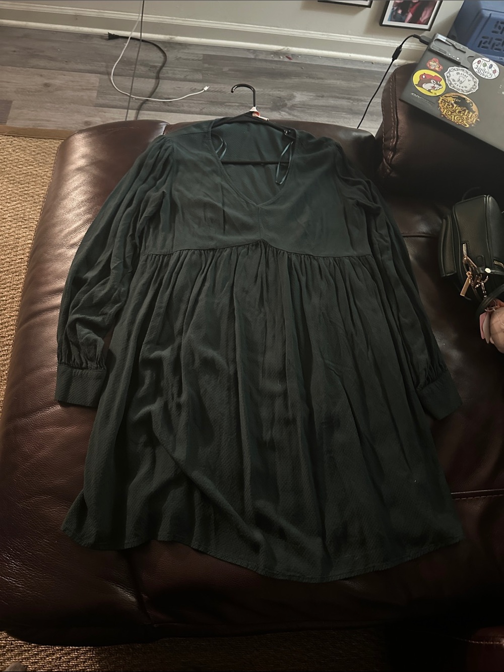 Knox Rose Dark Green Dress with Orange Logo Tag